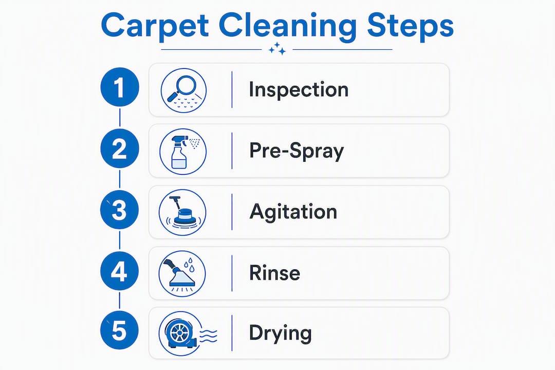 Infographic showing carpet cleaning process steps