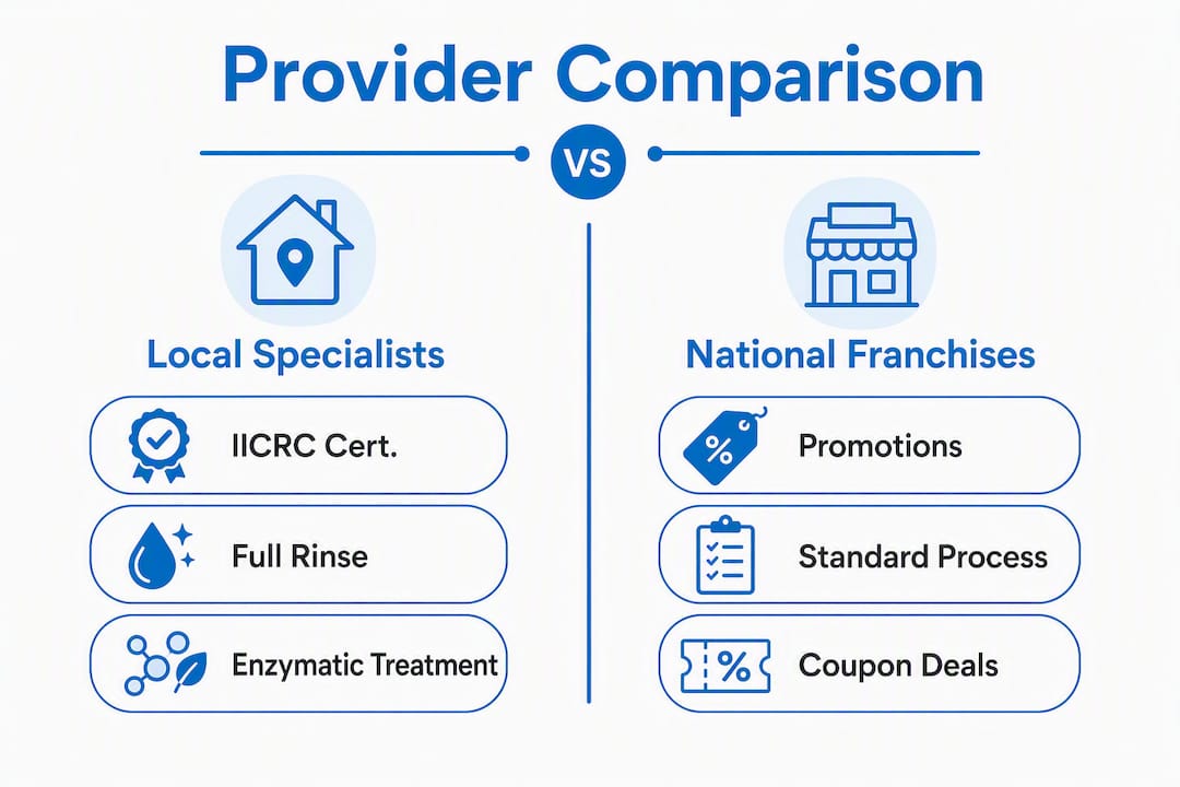 Infographic comparing local specialists and national franchises