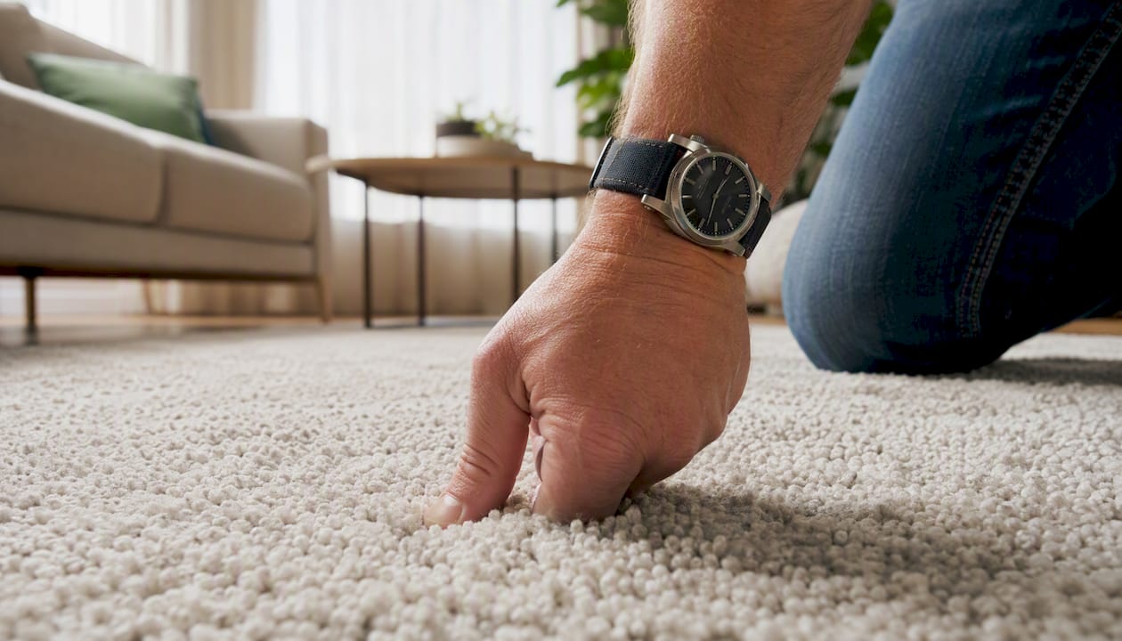 Thumb pressing carpet pile for resilience test