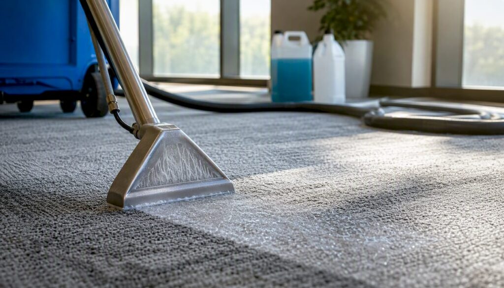 Professional carpet cleaning machine on office carpet