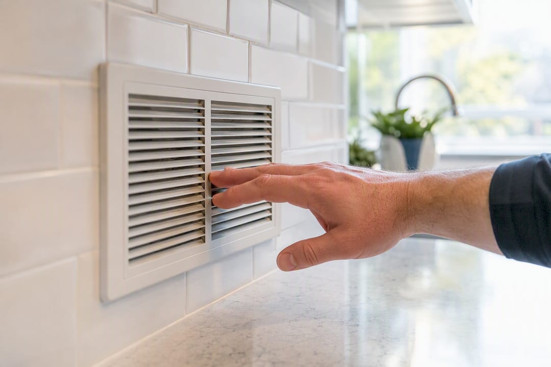 Hand sniffing supply vent in home