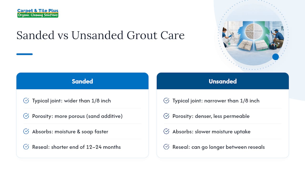 Comparison of sanded and unsanded grout care