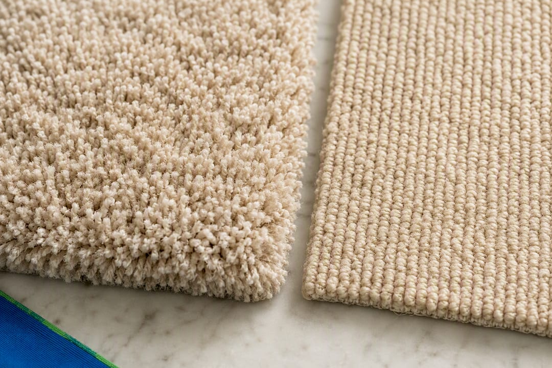 Plush and low-pile carpet textures compared