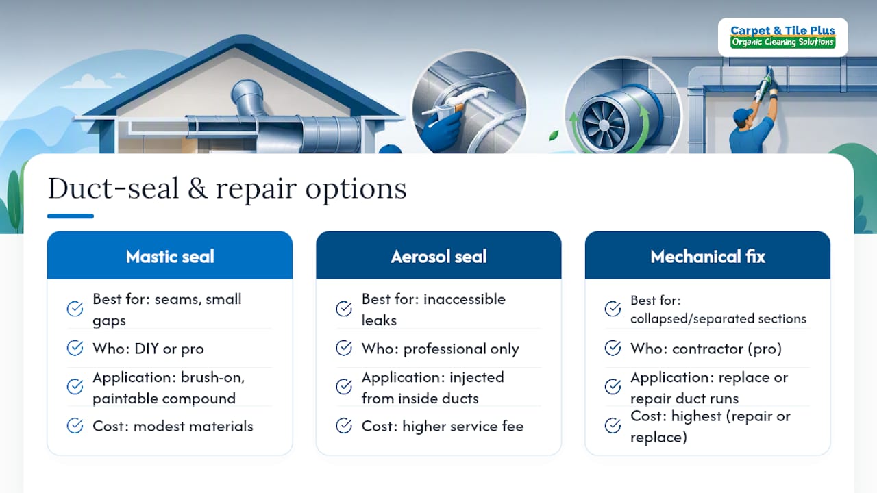 Comparison of three duct sealing methods
