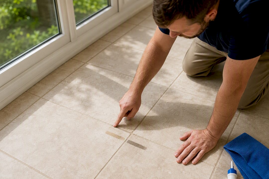 Comparing grout color test patches