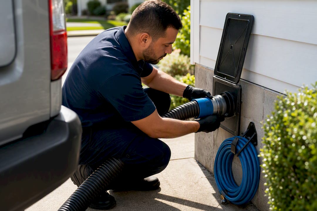 Negative pressure hose connected to duct access