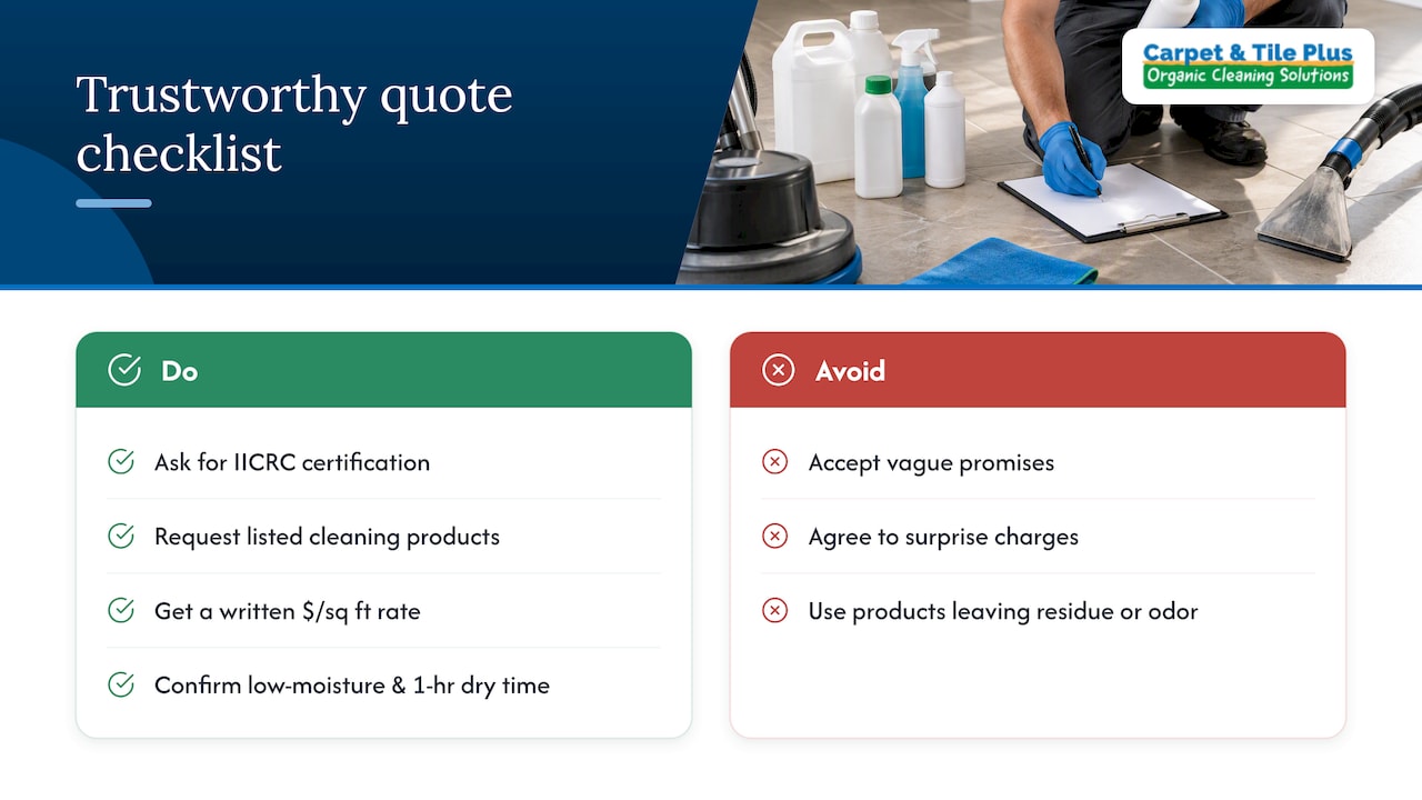 What a trustworthy local quote should include — overview diagram