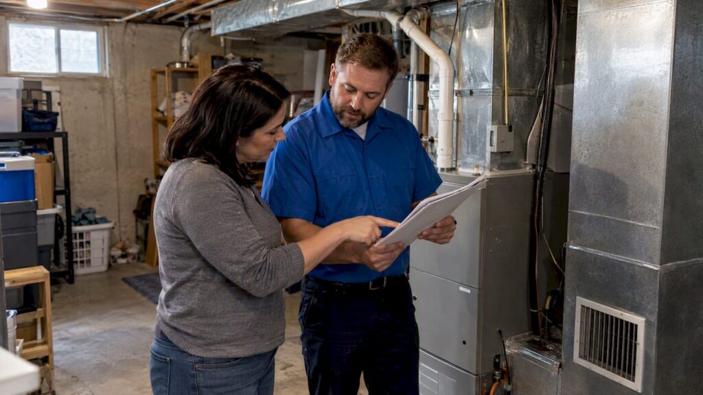 Homeowner reviewing an air duct cleaning estimate