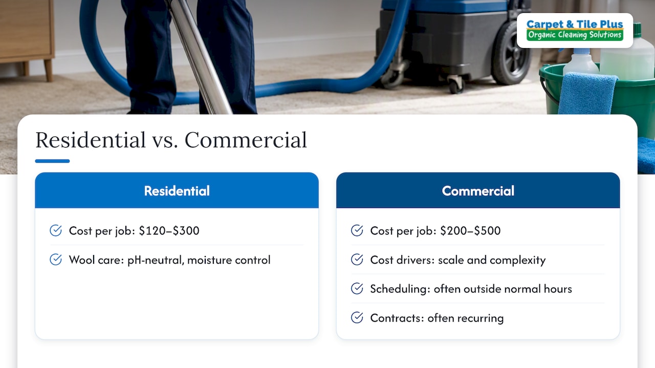 Residential and commercial wool cleaning price ranges
